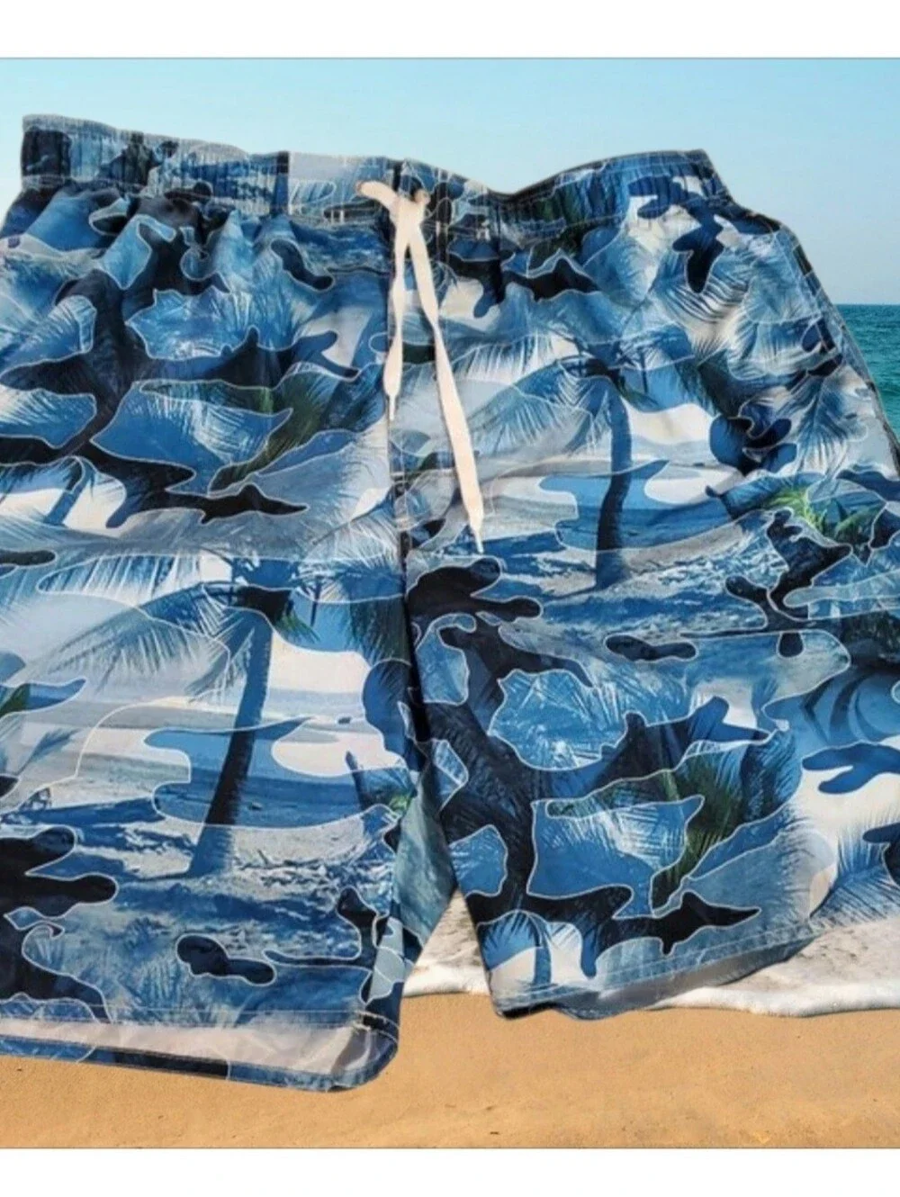 Newport Blue Island Brand Palm Trees Print Men's Swim Trunks size XXL